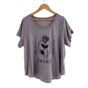 Lucky Brand Lavender Rose California Graphic Print Tee T-Shirt Top Size XXL 2X